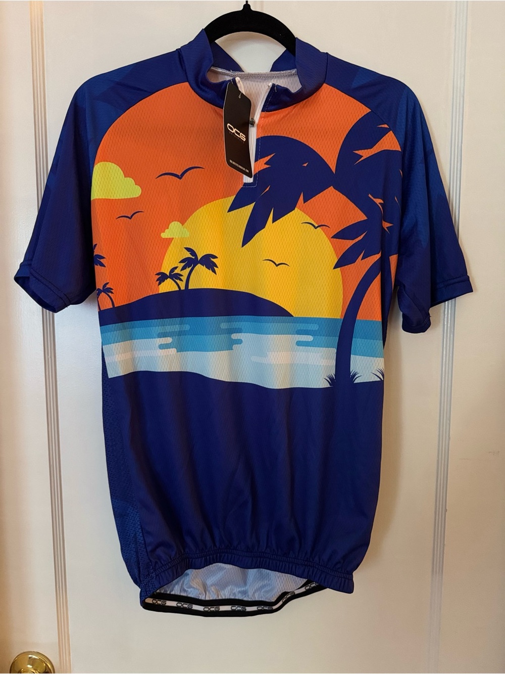 NWT Tropical Paradise Palm Short Sleeve Cycling Jersey